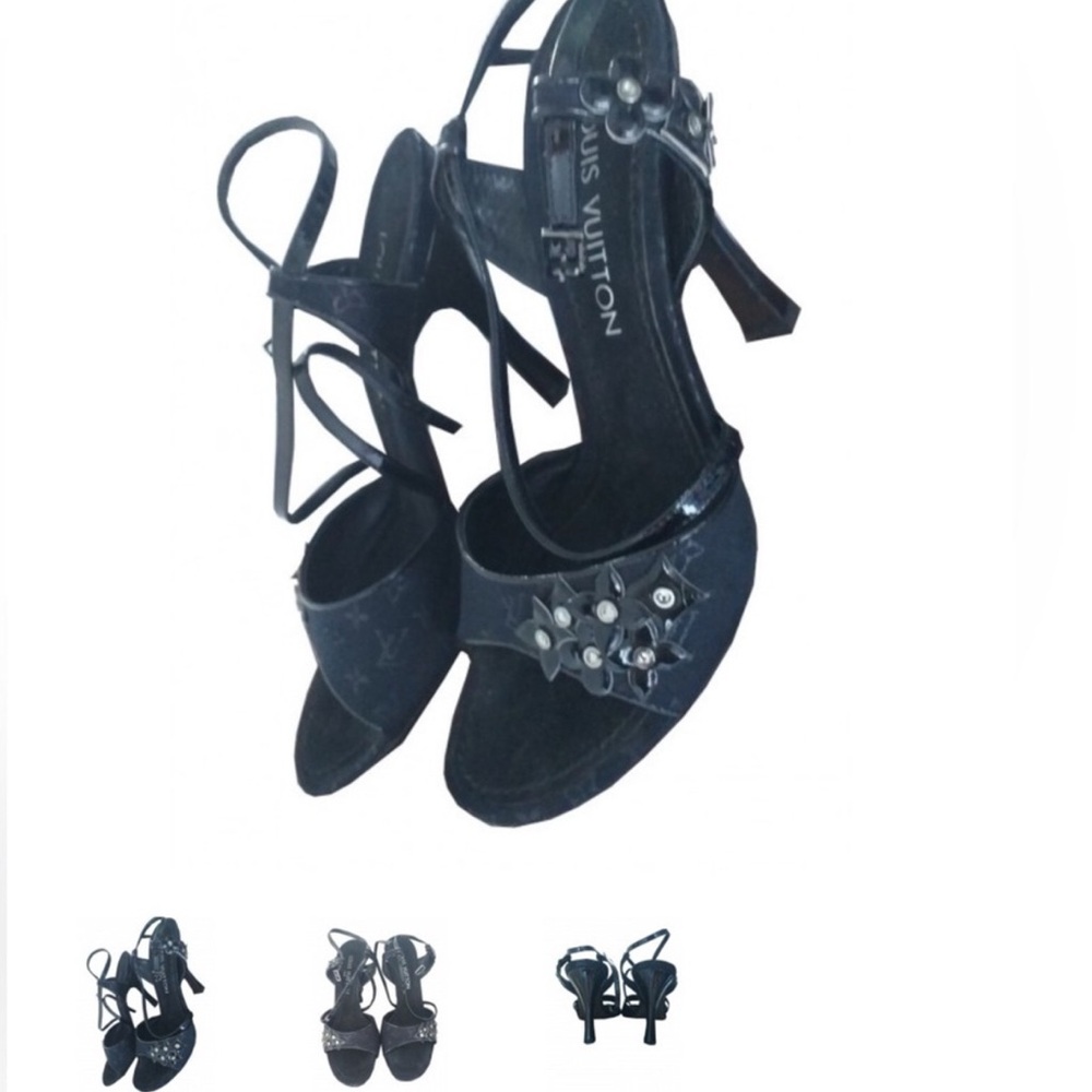 Louis Vuitton Black Strappy Heels